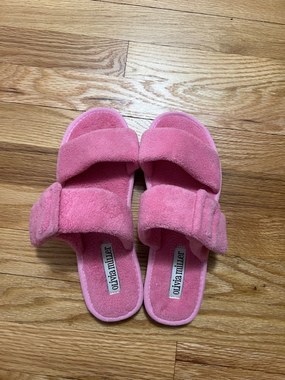 Olivia Miller Bubblegum Pink Dual-Strap Terry Slide Sandals